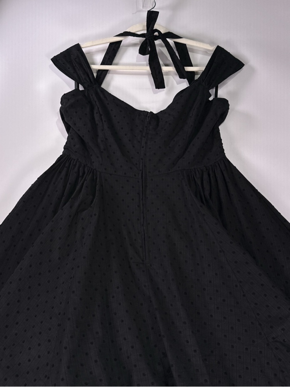 Hell Bunny Vixen Eveline Swing Dress Halter Cap Sleeve Swiss Dot Black XL - Picture 4 of 11